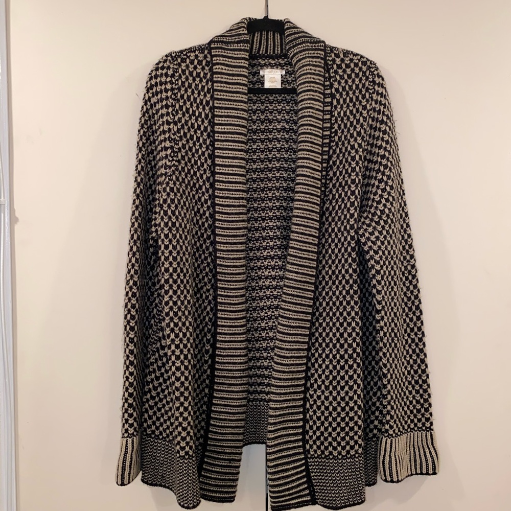 Tan and black chunky knit cardigan